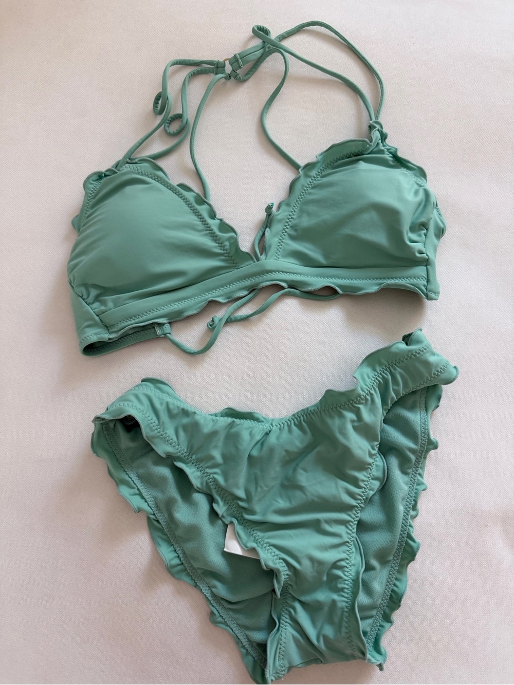 Altar'd State Mint Green Ruffle Triangle Bikini - Top size M - Bottom size - XS